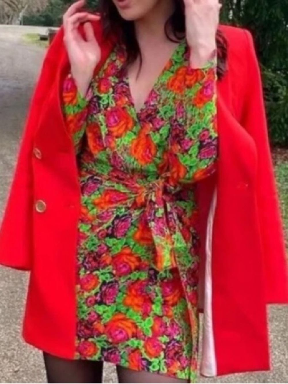 Zara Vibrant Floral Faux Wrap Dress